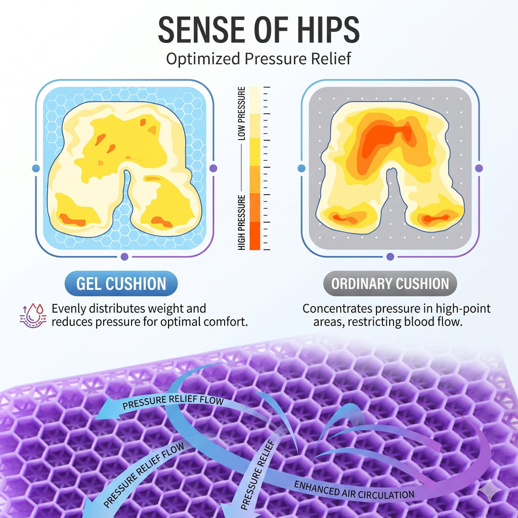 Relevia Honeycomb Gel Seat Cushion – Instant Relief for Back, Tailbone & Coccyx Pain